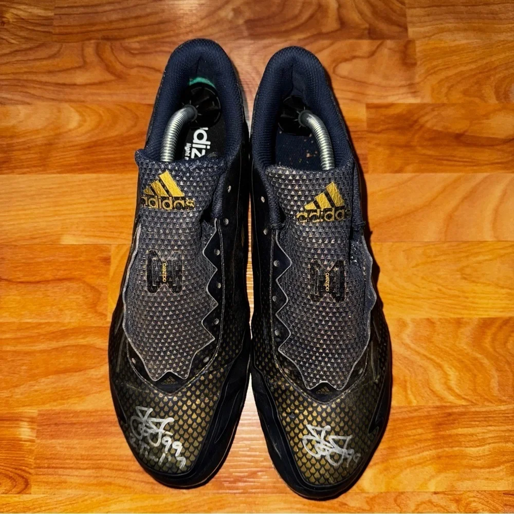 ADIDAS ADIZERO AFTERBURNER 2 BASEBALL CLEATS MEN SIZE 11 NAVY BLUE/GOLD AQ8802